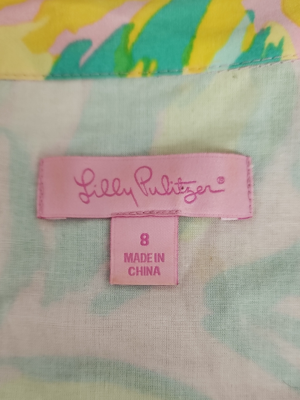 Lilly Pulitzer Silk Cotton Pastel Floral Belted Shirt Dress Size 8 - Picture 9 of 11